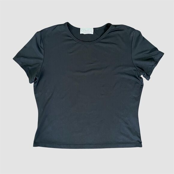 Basic Black Made in USA Vintage Stretchy T-Shirt / Tee L Large - Picture 1 of 5